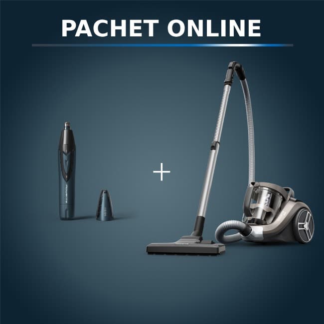 Pachet PROMO Aspirator fara sac Compact Power XXL RO4B30EA si Trimmer pentru nas & urechi Rowenta Vision TN3011F0