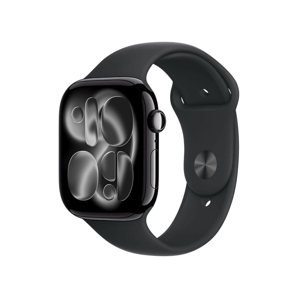 Apple Watch Series 11 GPS 46mm Jet Black Aluminum Case with Black Sport Band M/L MEUX4