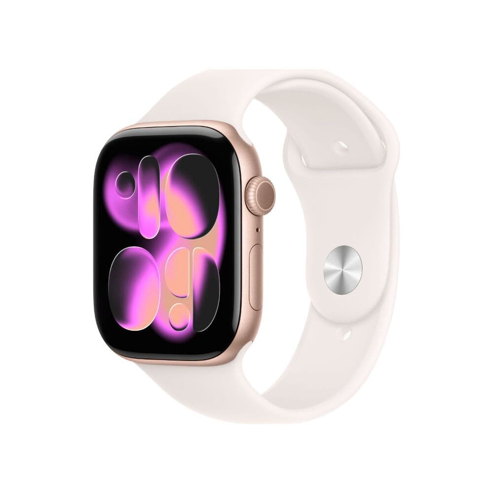 Apple Watch Series 11 GPS 46mm Rose Gold Aluminium Case with Light Blush Sport Band M/L MEV74
