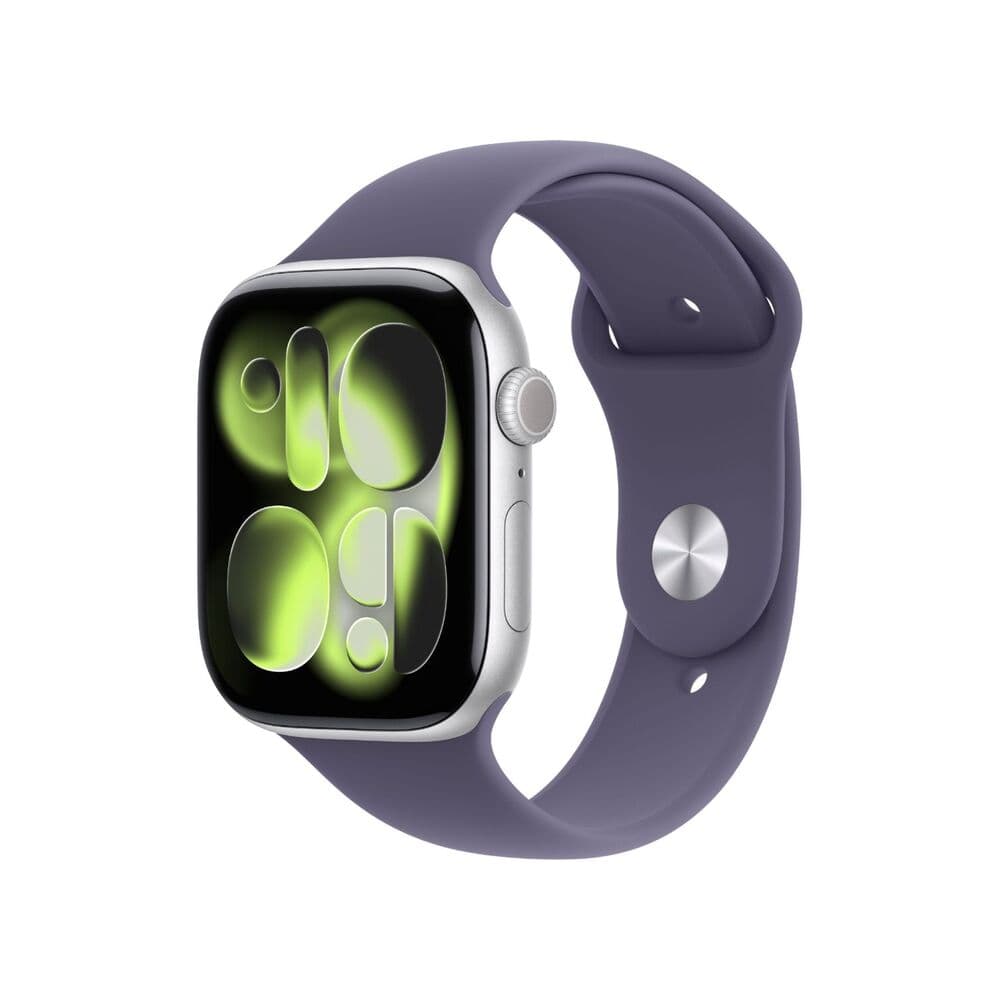 Apple Watch Series 11 GPS 46mm Silver Aluminium Case with Purple Fog Sport Band S/M MEV94