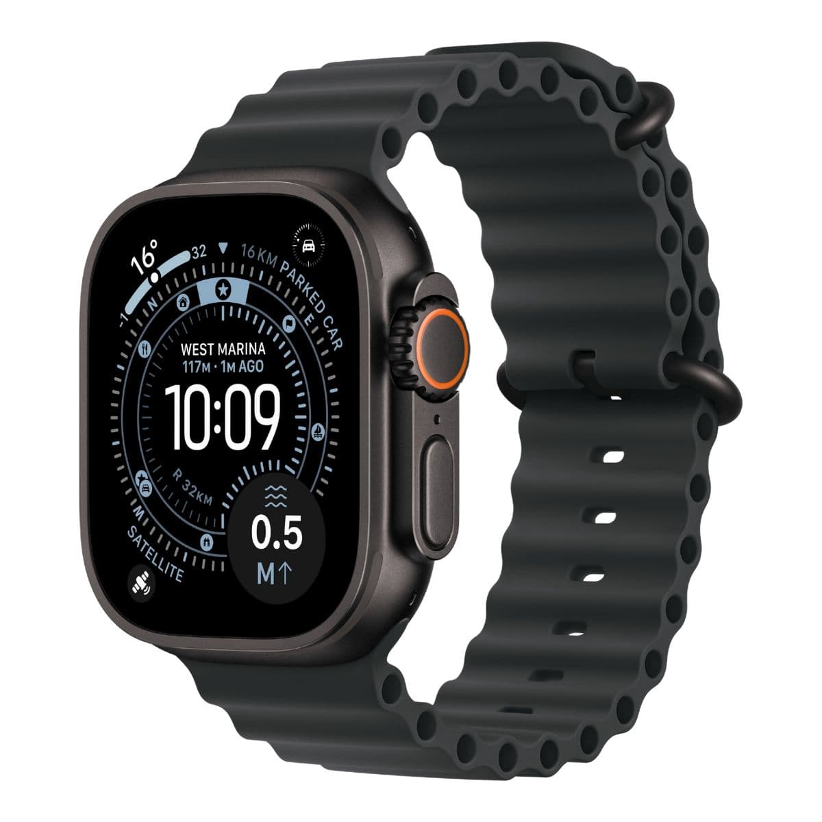 Apple Watch Ultra 3 5G 49mm Black Titanium Case with Black Ocean Band MF0J4