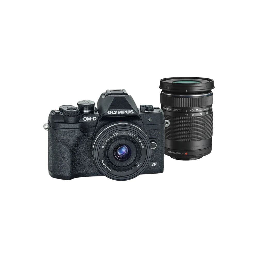 Olympus E-M10 Mark IV Mirrorless Camera with 14-42mm F3.5-5.6 EZ Lens and 40-150mm F4-5.6 R Lens - Black